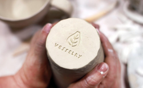 Logo debossed on the bottom of ceramics