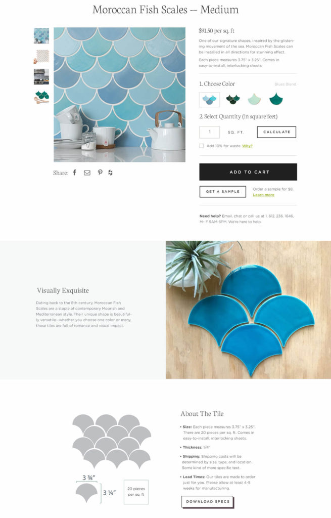 Detail of the product page for Mercury Mosaics