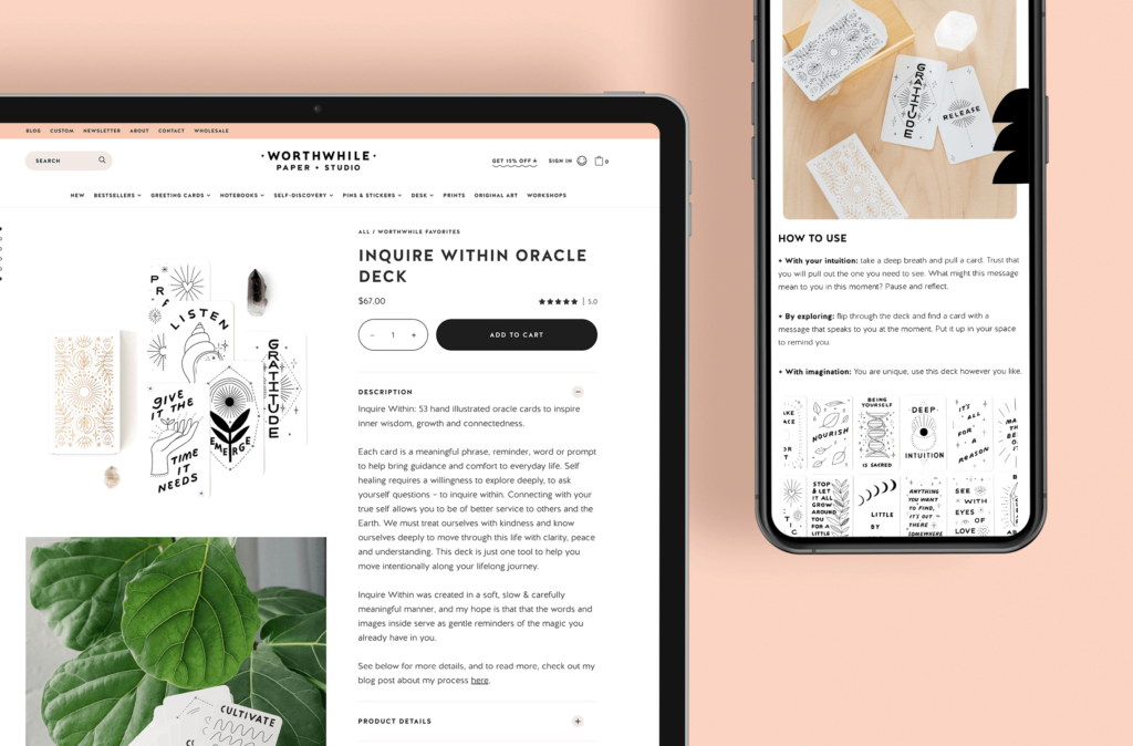 custom long form product page for a stationery brand