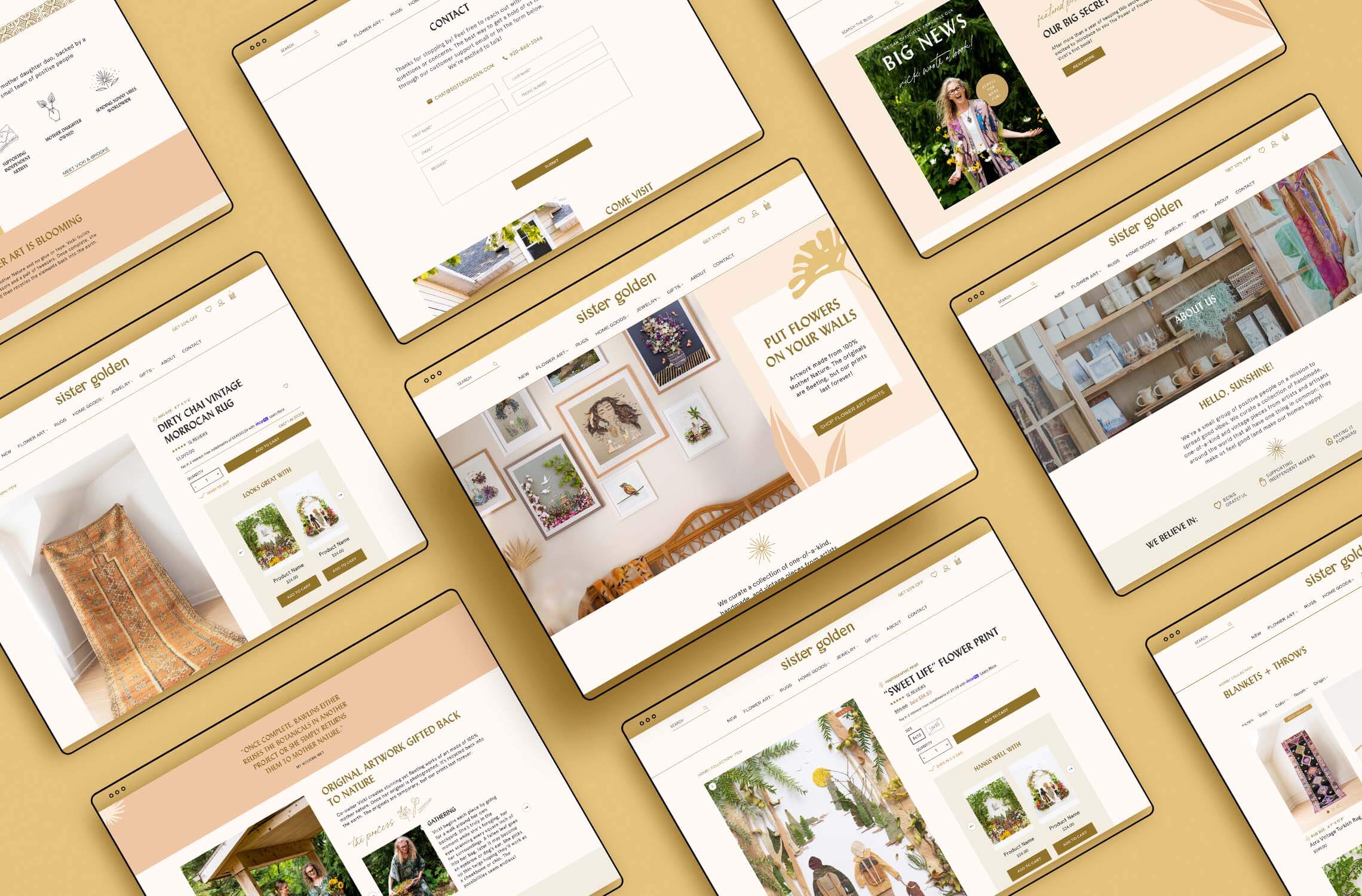Mobile-first Shopify website for a flower art and home goods shop