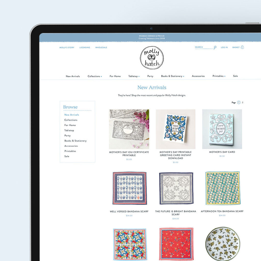 Collection page for a houseware brand's custom Shopify website by Aeolidia.